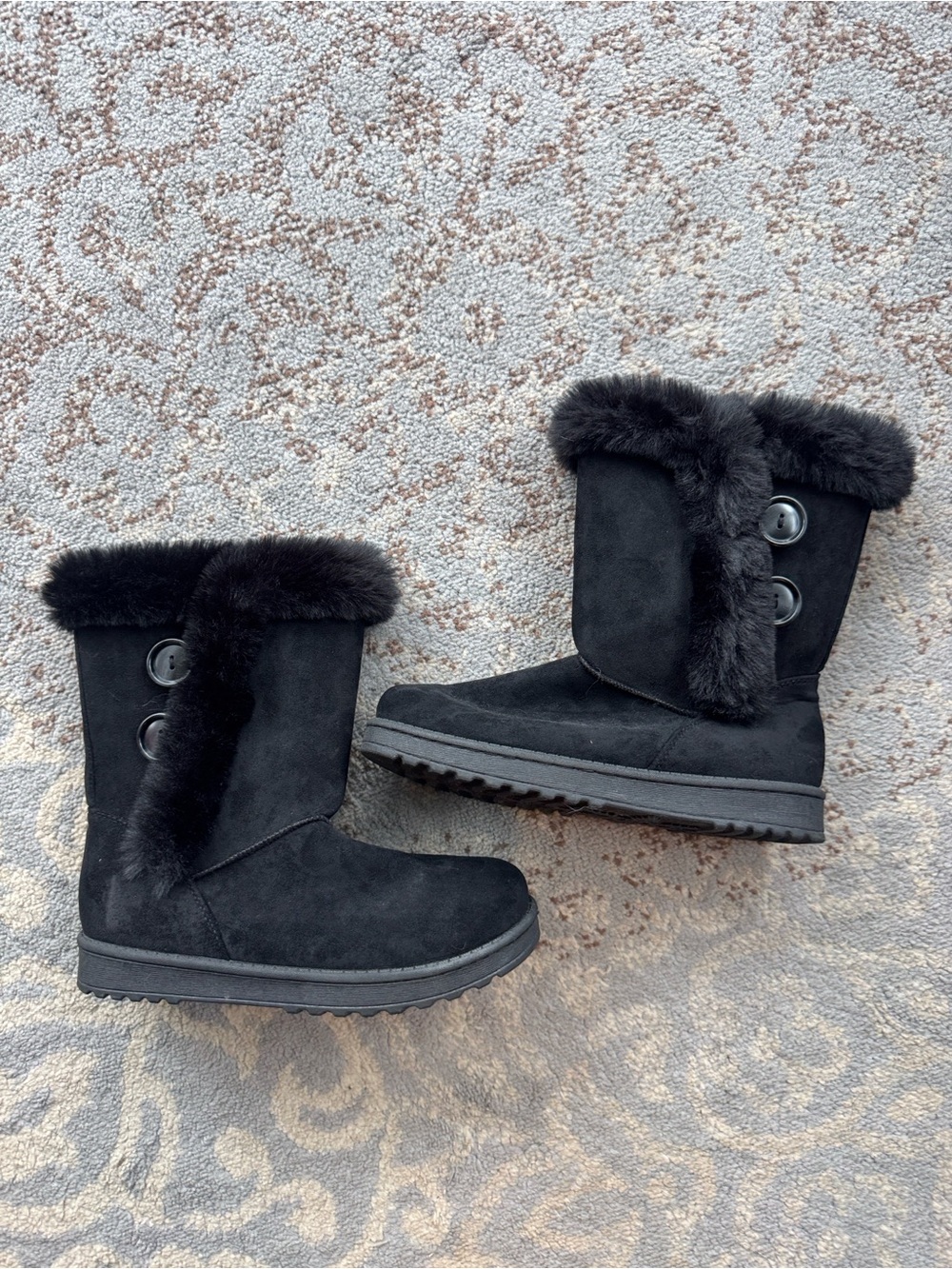 SO Abigail Faux Fur Winter Boots Black 8.5